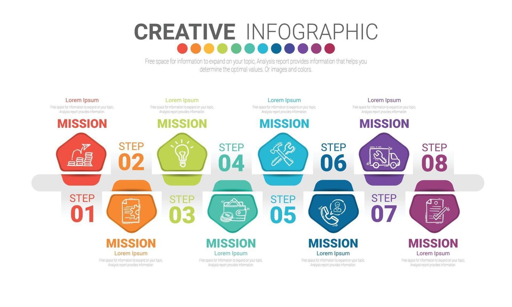 Infographic design template with numbers 8 option vector