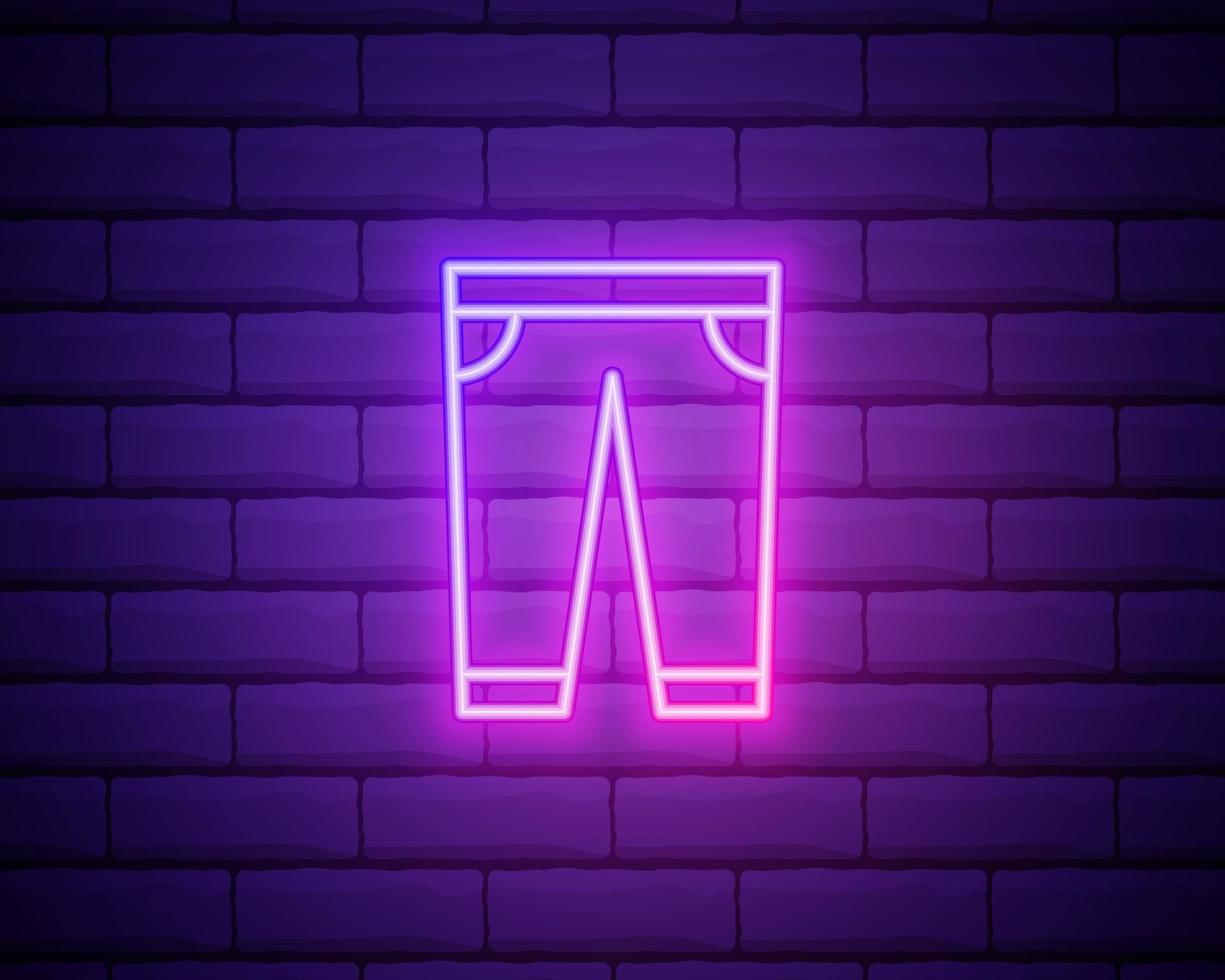 Sweatpants clothes neon icon. Simple thin line, outline vector