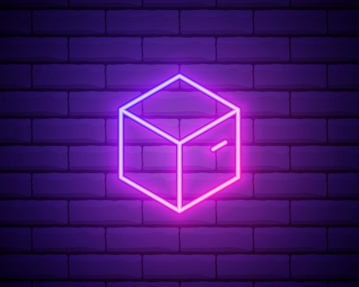 Neon light. Closed box line icon. Logistics delivery sign vector