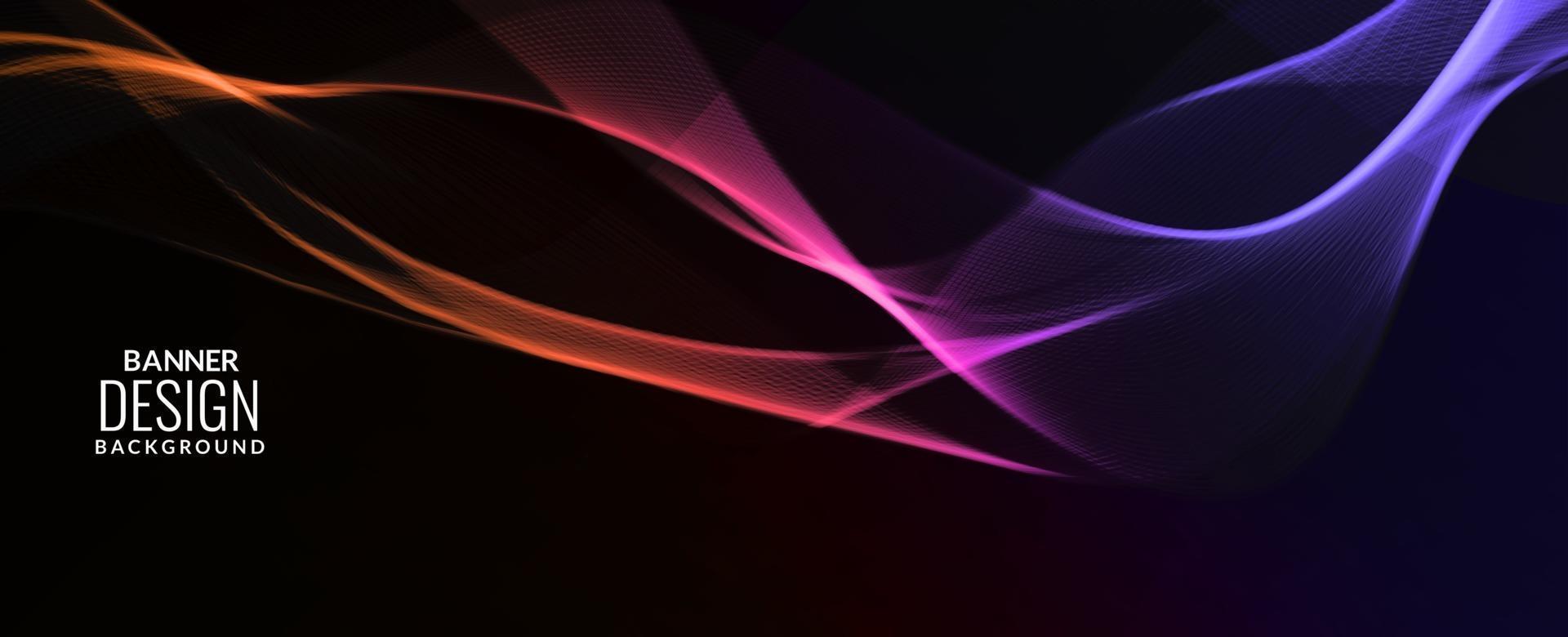 Dark abstract background with flowing colorful wave banner background vector