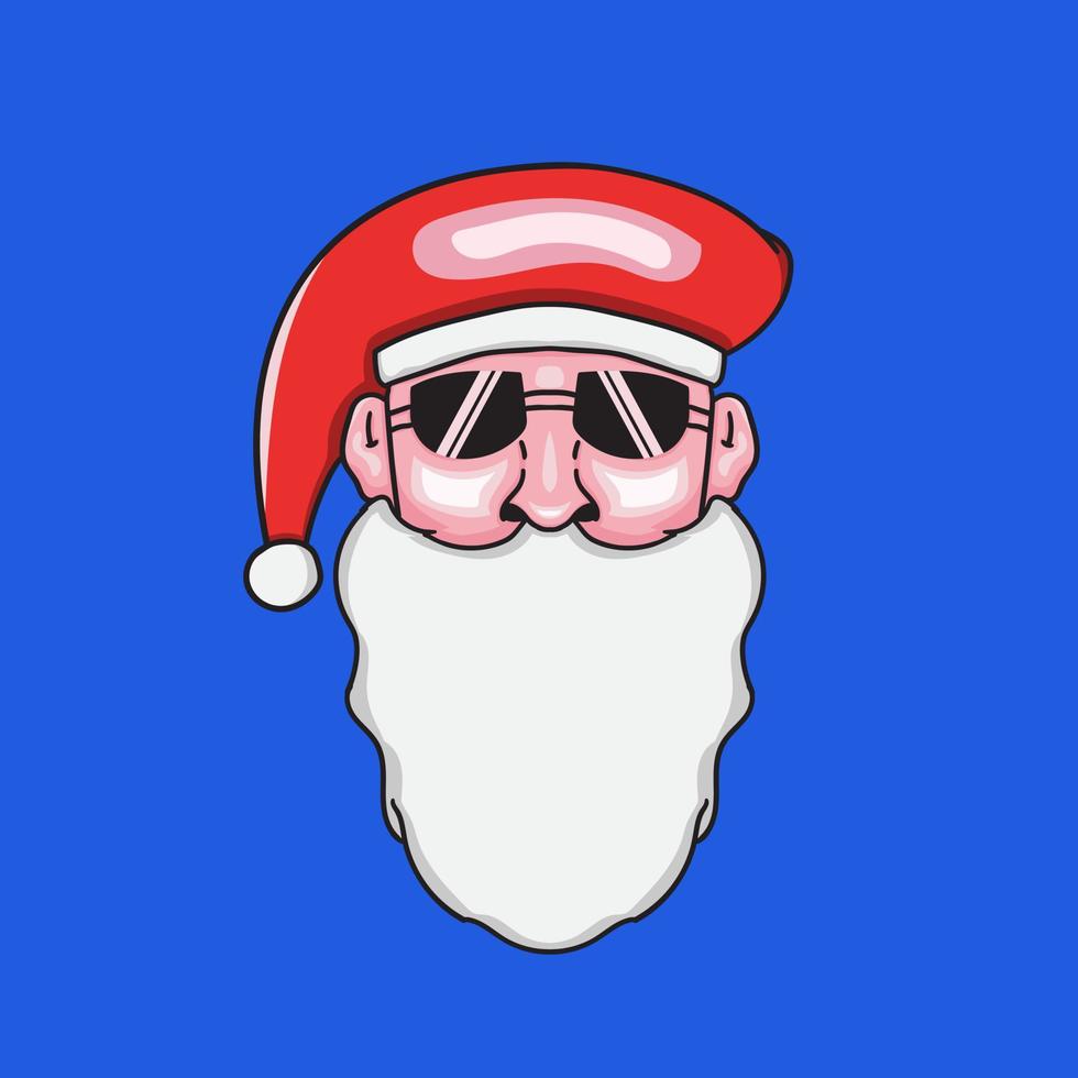 Hand drawn Santa illustration with sunglasses vector