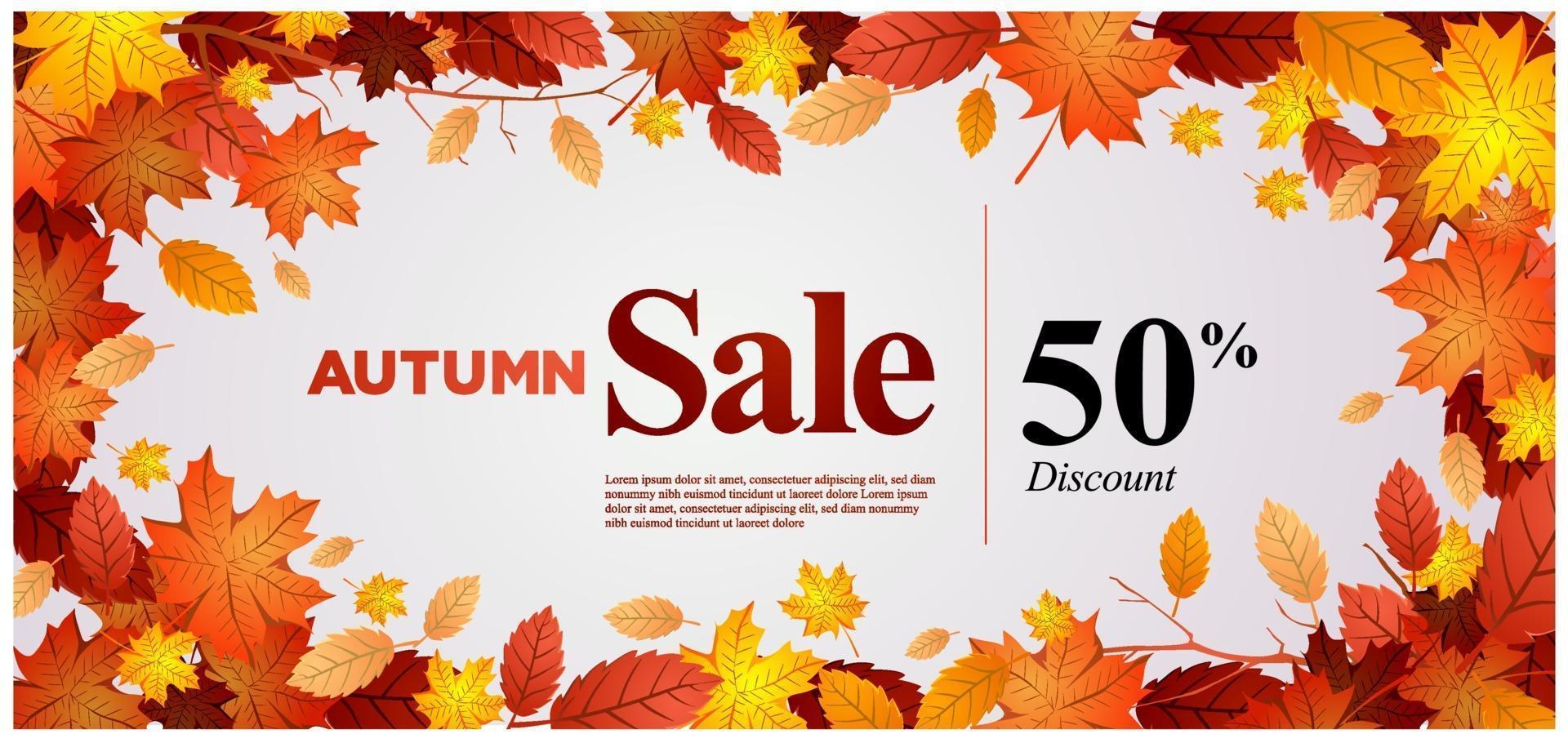 Vector Illustration of Autumn Sale Discount Banner