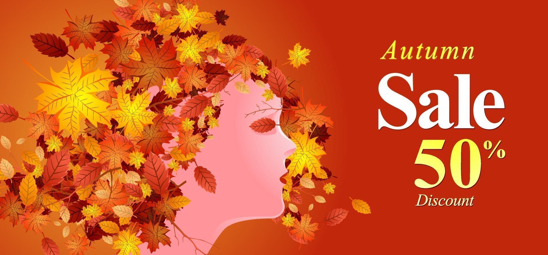 Vector Illustration of Autumn Sale Discount Banner