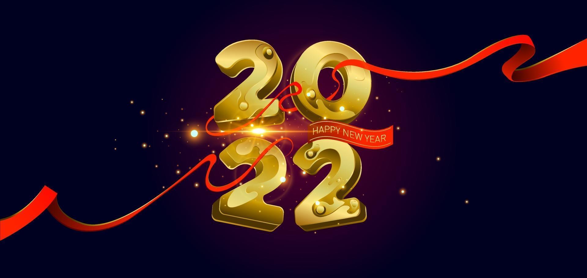 Vector illustration Happy New Year 2022 golden Numbers