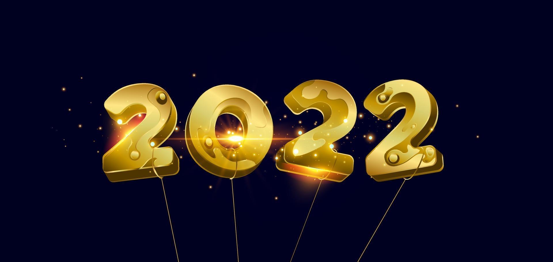 Vector illustration Happy New Year 2022 golden Numbers
