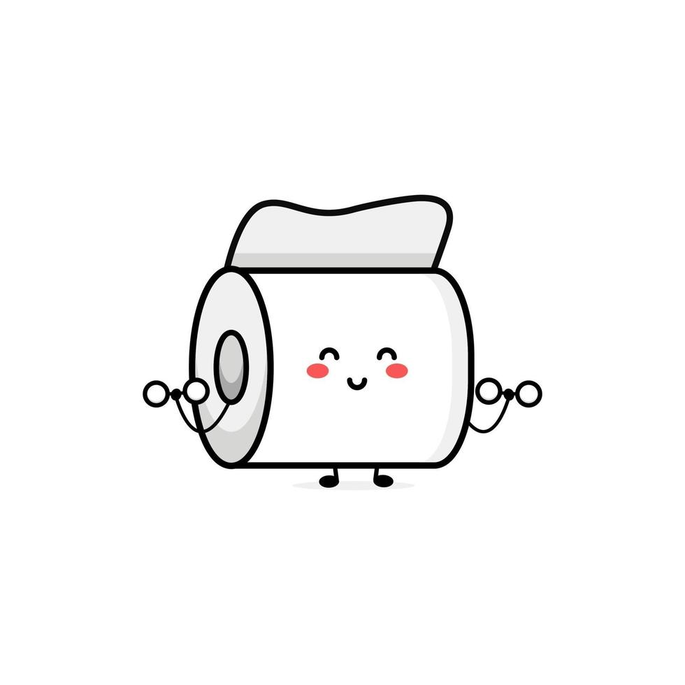 Cute toilet paper character illustration logo kids play toys template vector