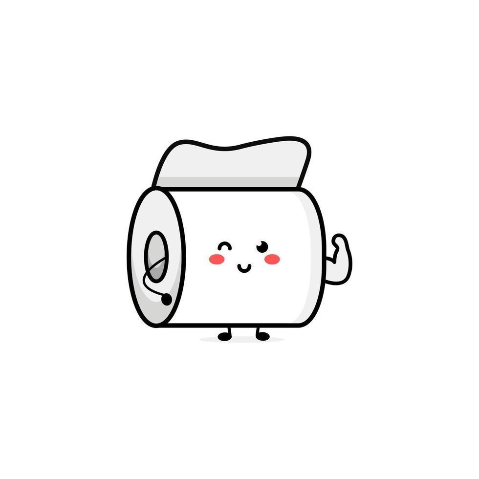 Cute toilet paper character illustration logo kids play toys template vector