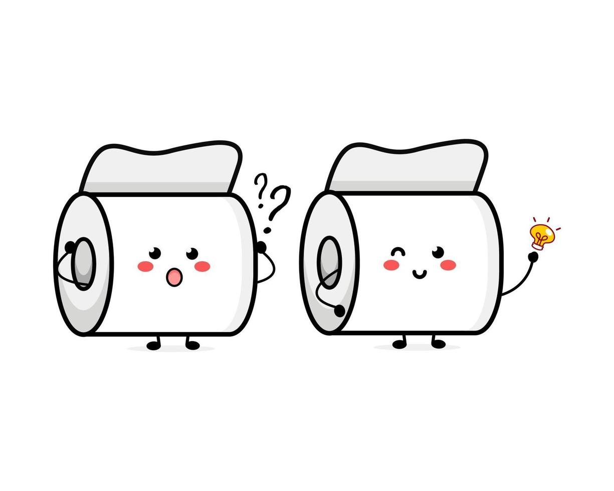 Cute toilet paper character illustration logo kids play toys template vector