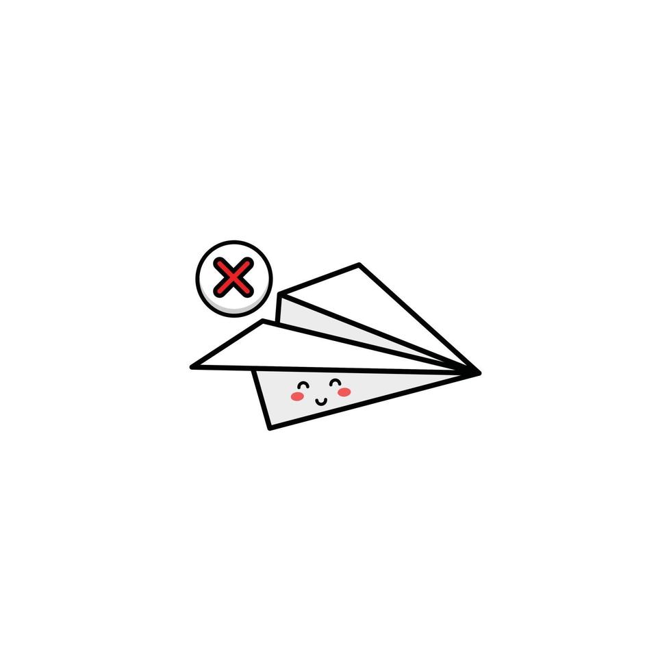 lindo avión de origami ilustración de personaje sonrisa mascota feliz vector