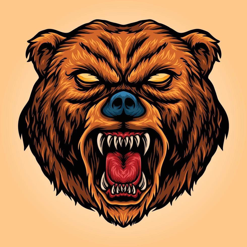 Angry Bear Cartoon Mascot Aggressive Vector illustrations