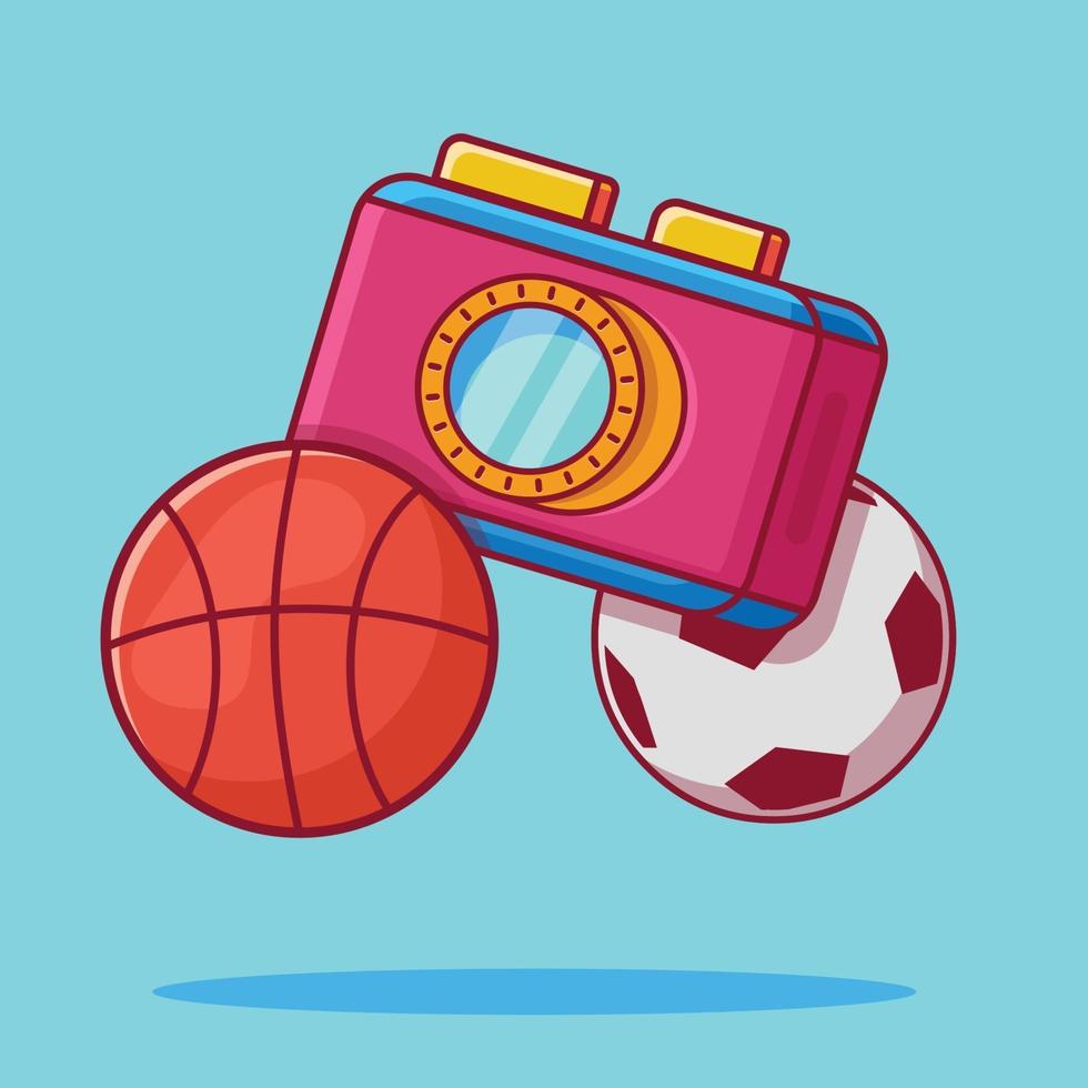 Ilustración de símbolo de concepto de fotografía deportiva en estilo plano vector