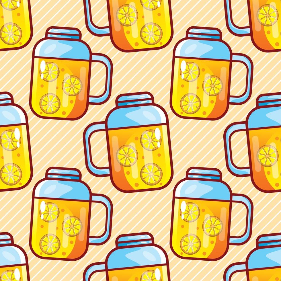 orange juice on mug seamless pattern vector illustration