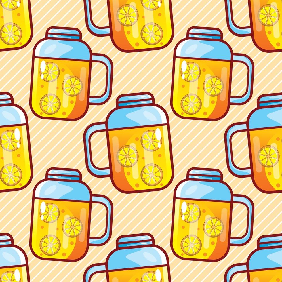 orange juice on mug seamless pattern vector illustration