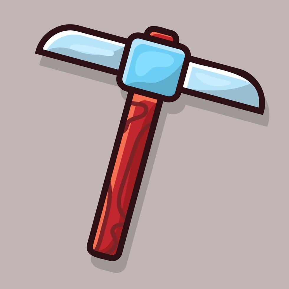 pickaxe tool isolated cartoon illustration in flat style vector