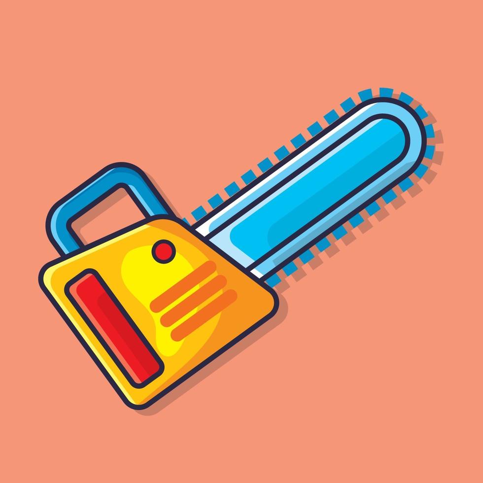 chainsaw tool isolated cartoon illustration in flat style vector