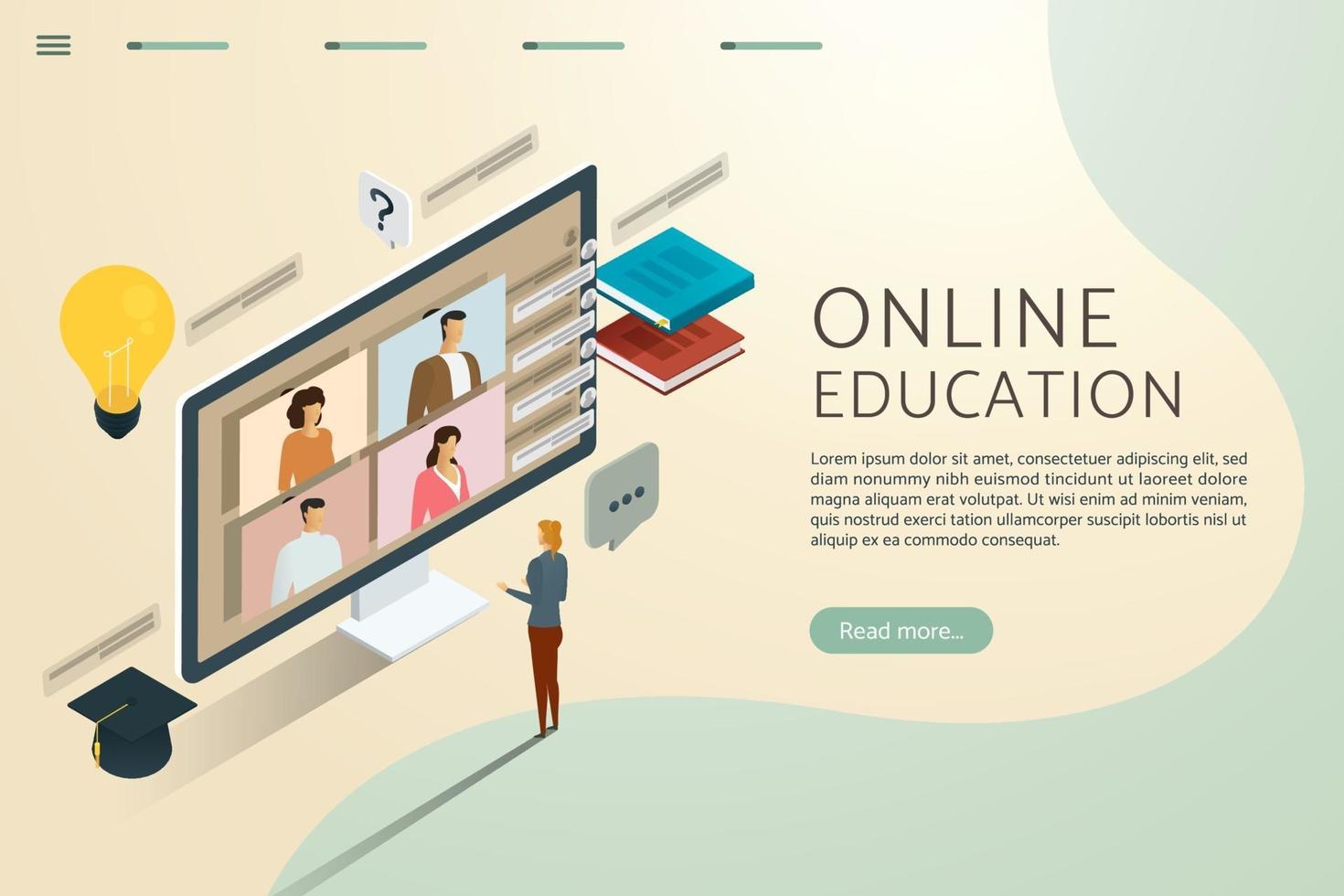 Online education video call. vector