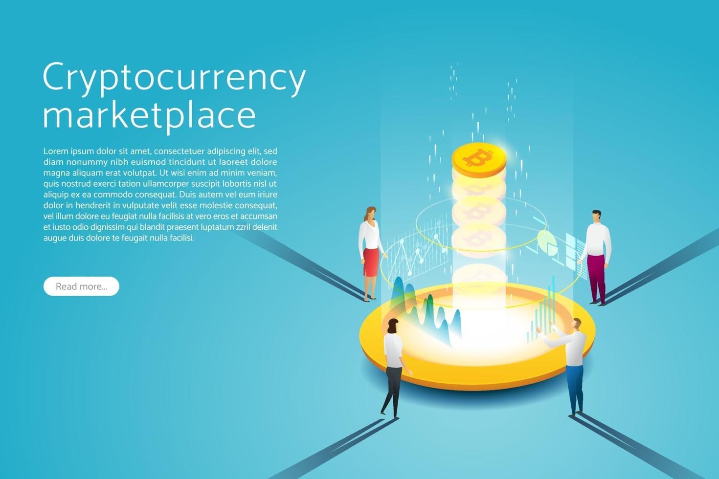 Concept of Bitcoin blockchain technology. vector