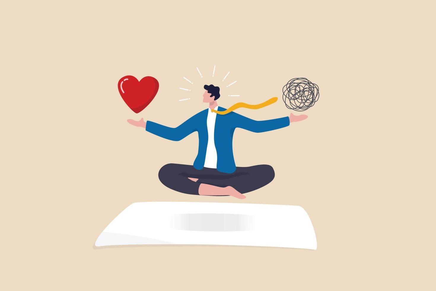 Equilibrio en el manejo del estrés entre la concentración en el trabajo y la salud mental. vector