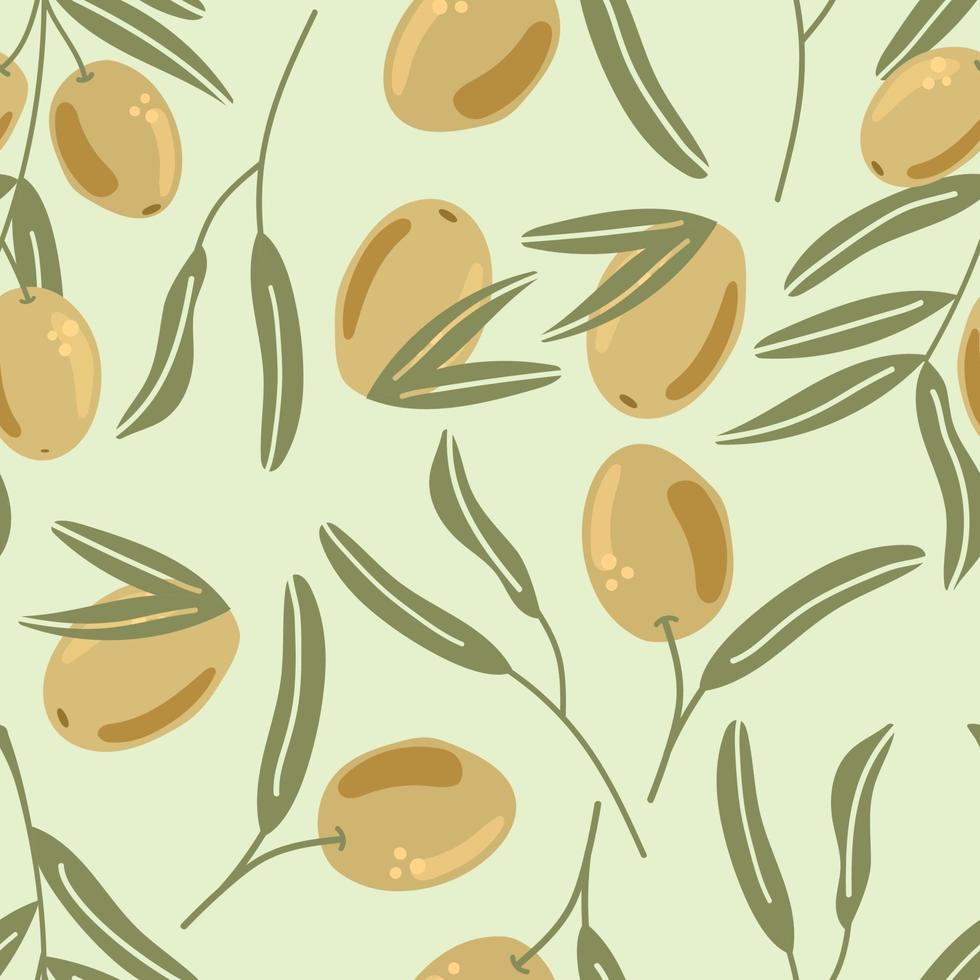 patrón sin fisuras de rama de aceitunas con hojas. ilustración plana. vector