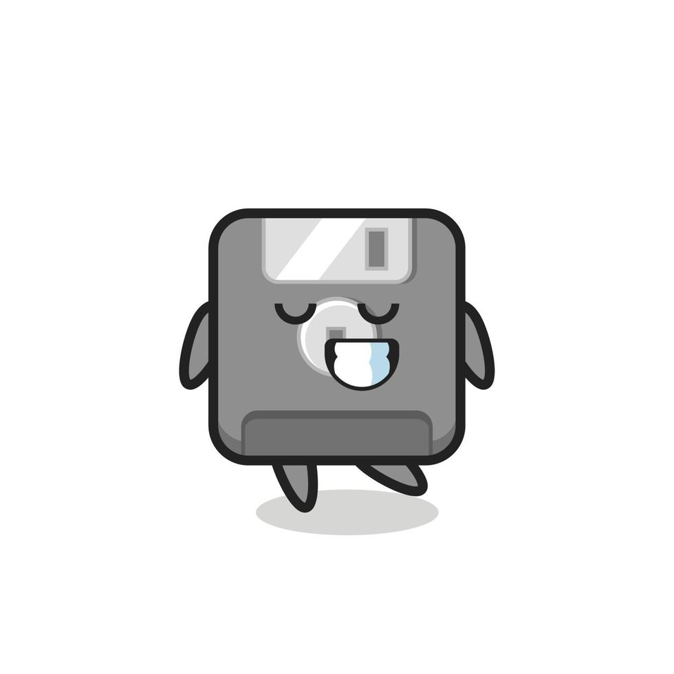 floppy disk cartoon illustration with a shy expression vector