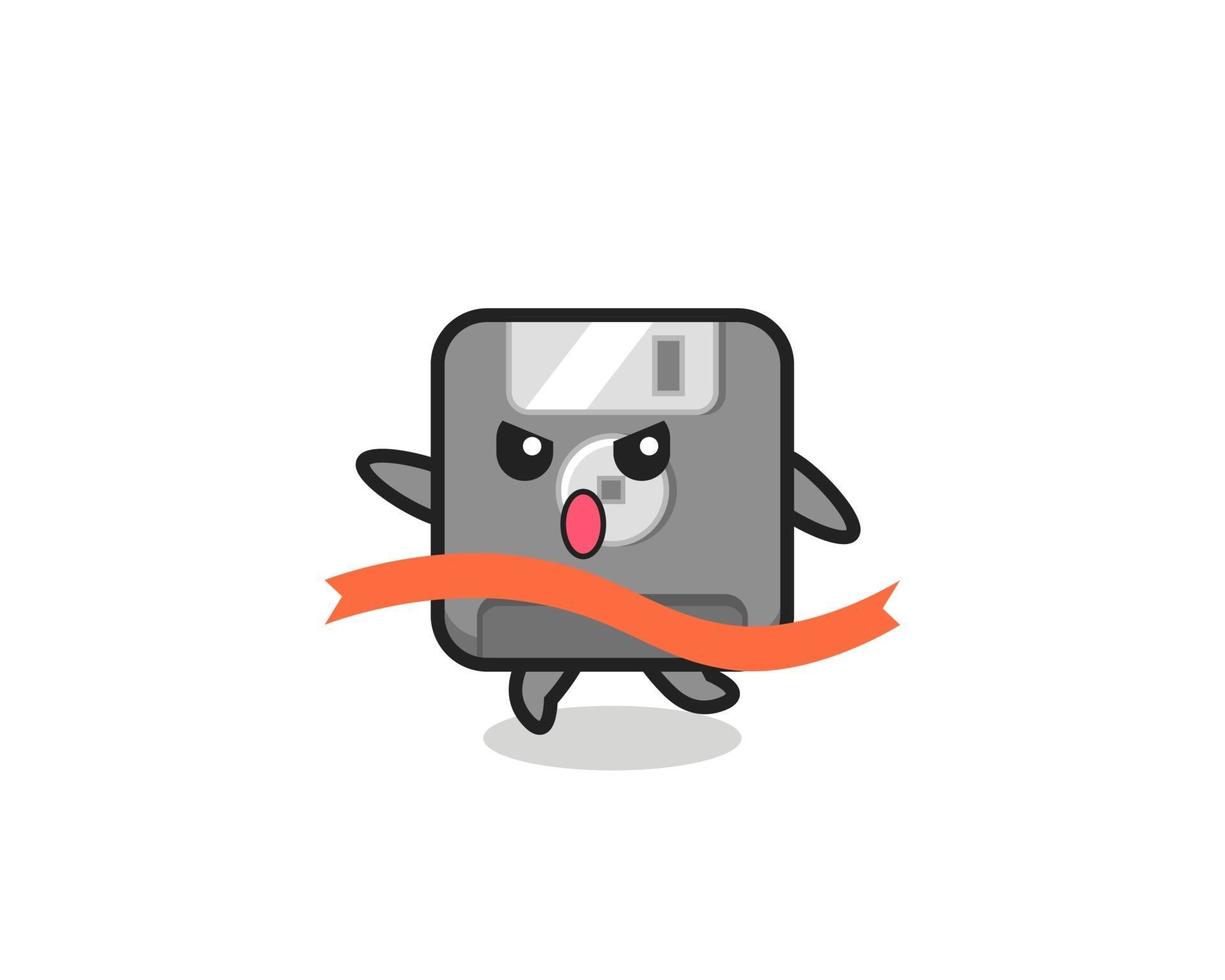 cute floppy disk illustration is reaching the finish vector