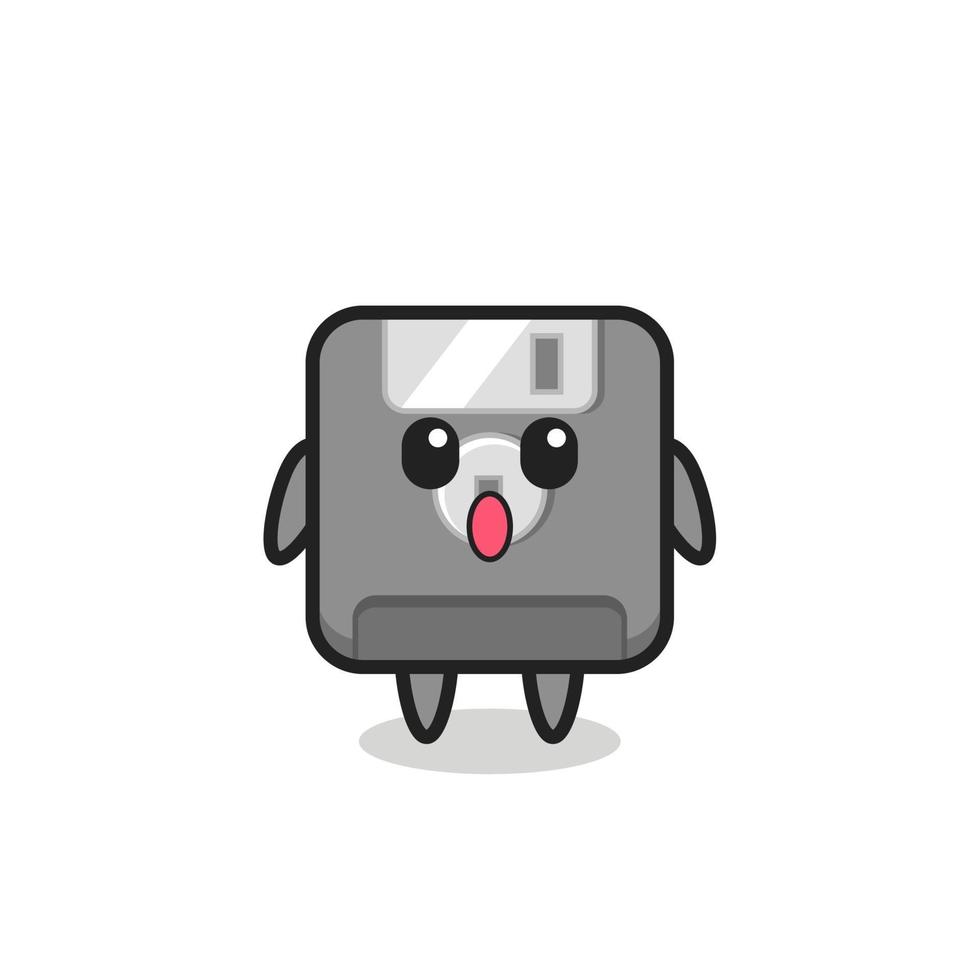 the amazed expression of the floppy disk cartoon vector