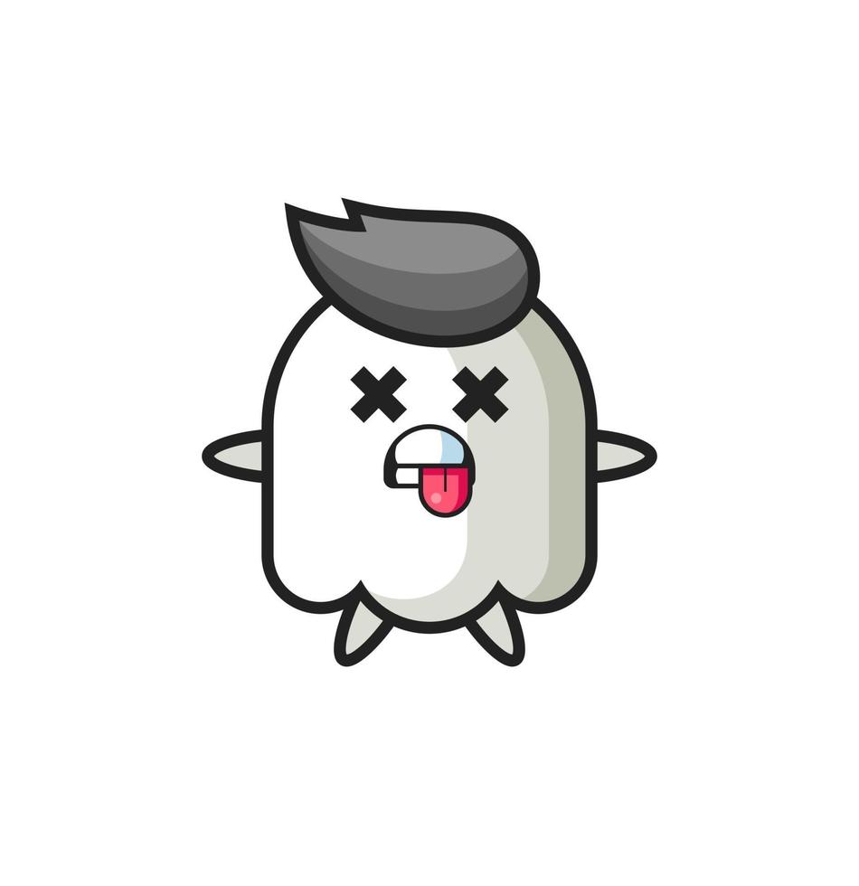 character of the cute ghost with dead pose vector