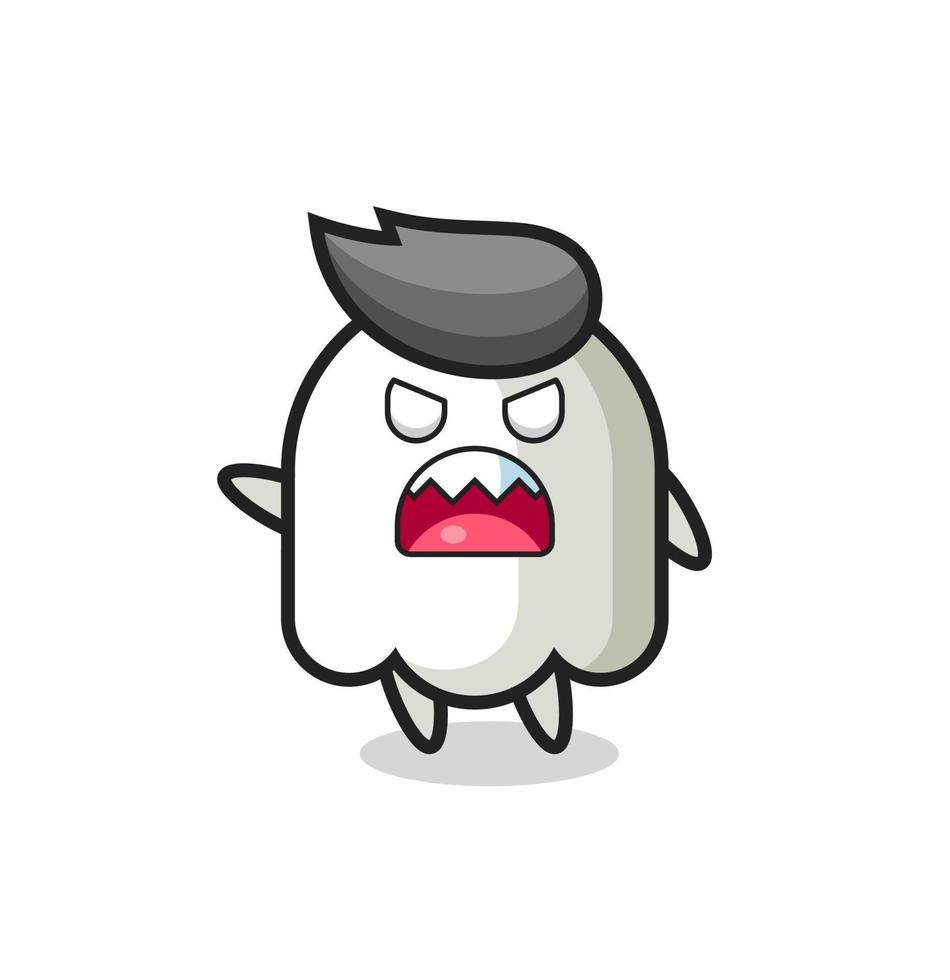 cute ghost cartoon in a very angry pose vector