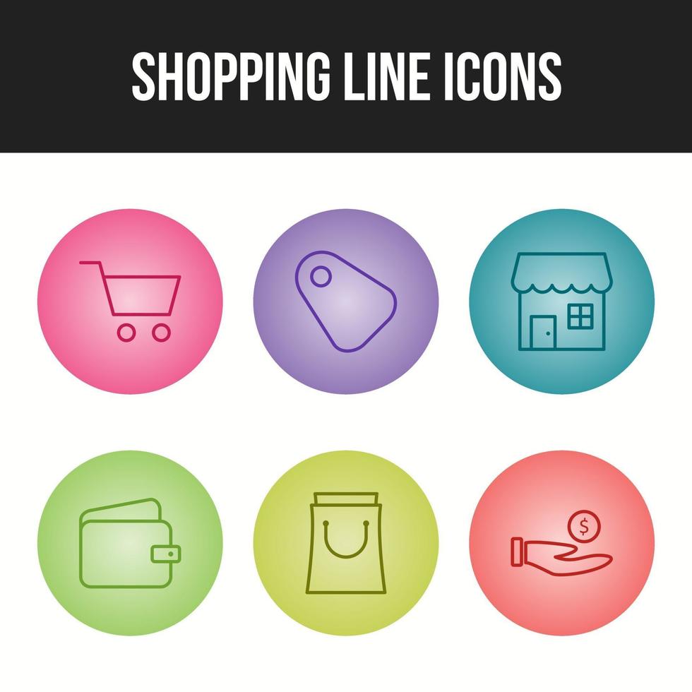 hermosas compras seis iconos en un solo juego vector