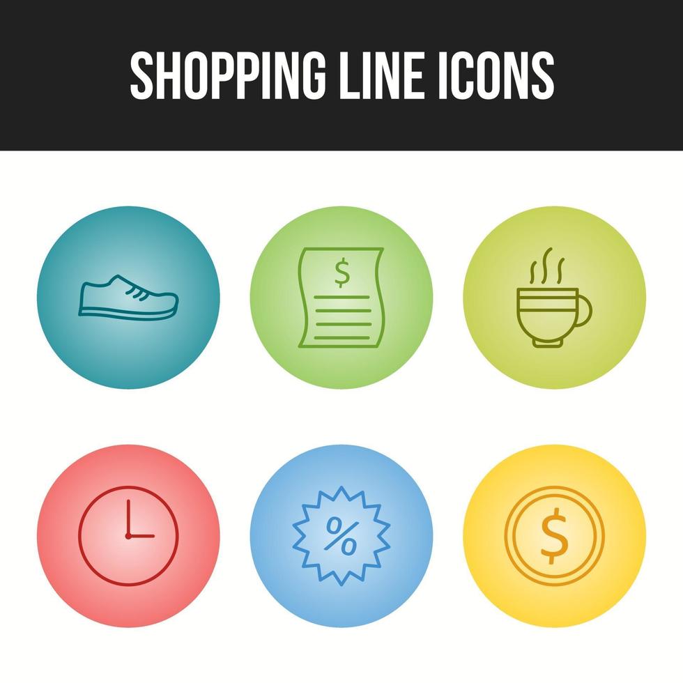 Beautiful six shopping and business line icon set vector