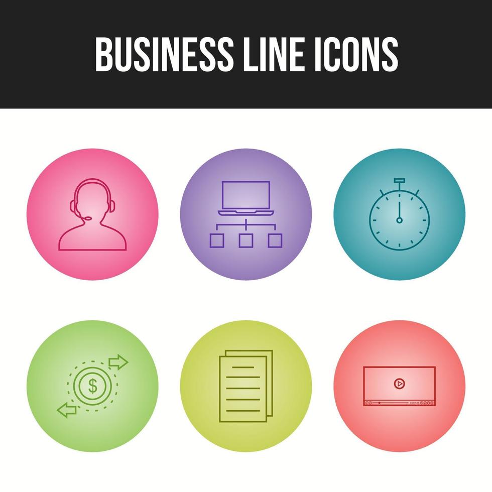 6 Beautiful Business Line vector icon set