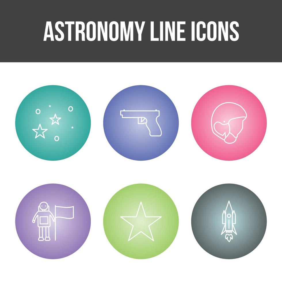 conjunto de iconos de vector de línea de astronomía única