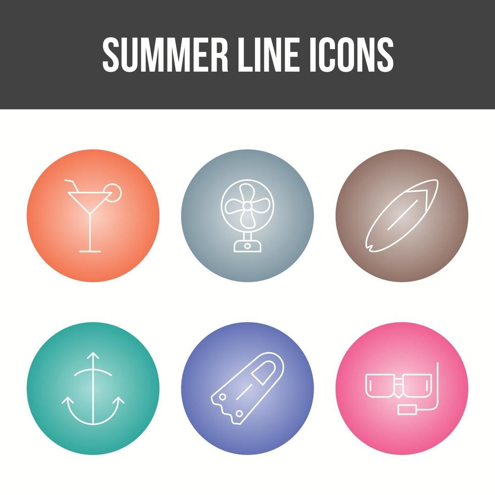 Unique Summer Line Vector Icon Set