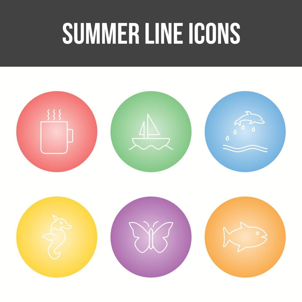 Unique Summer Line Vector Icon Set