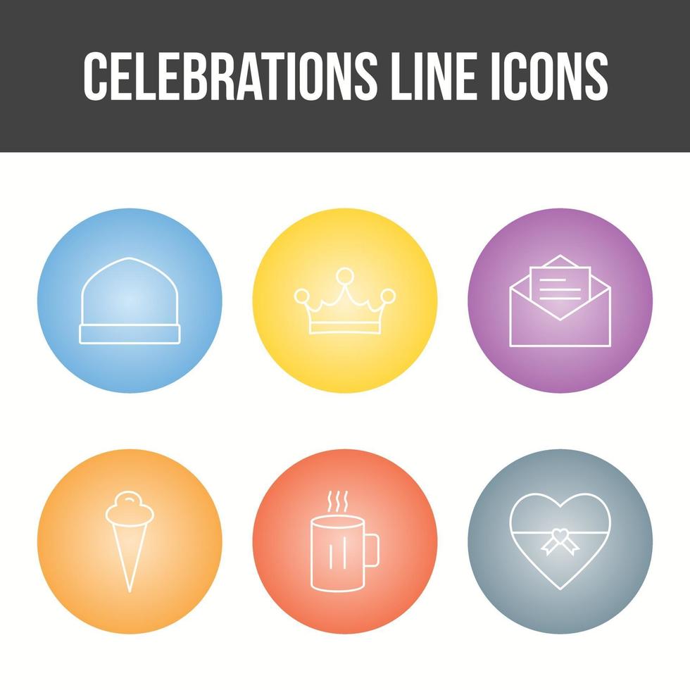 Unique Celebration Line Vector Icon Set