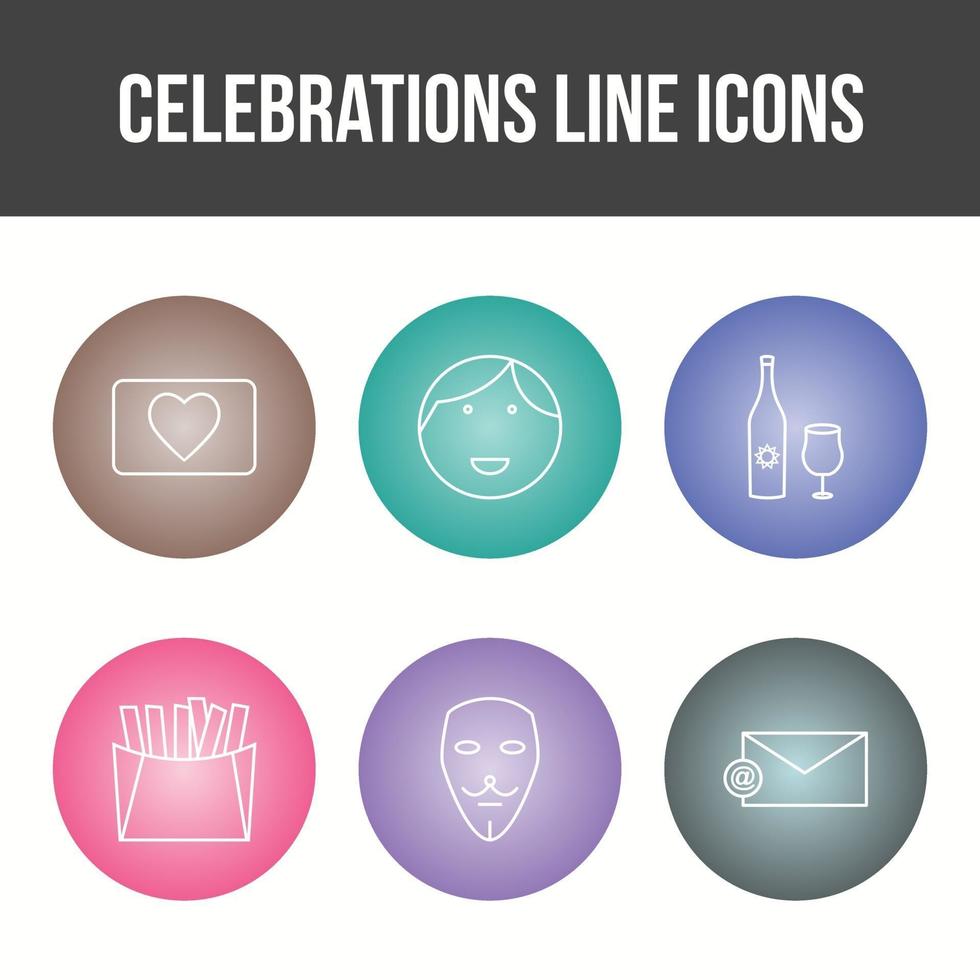 Unique Celebration Line Vector Icon Set