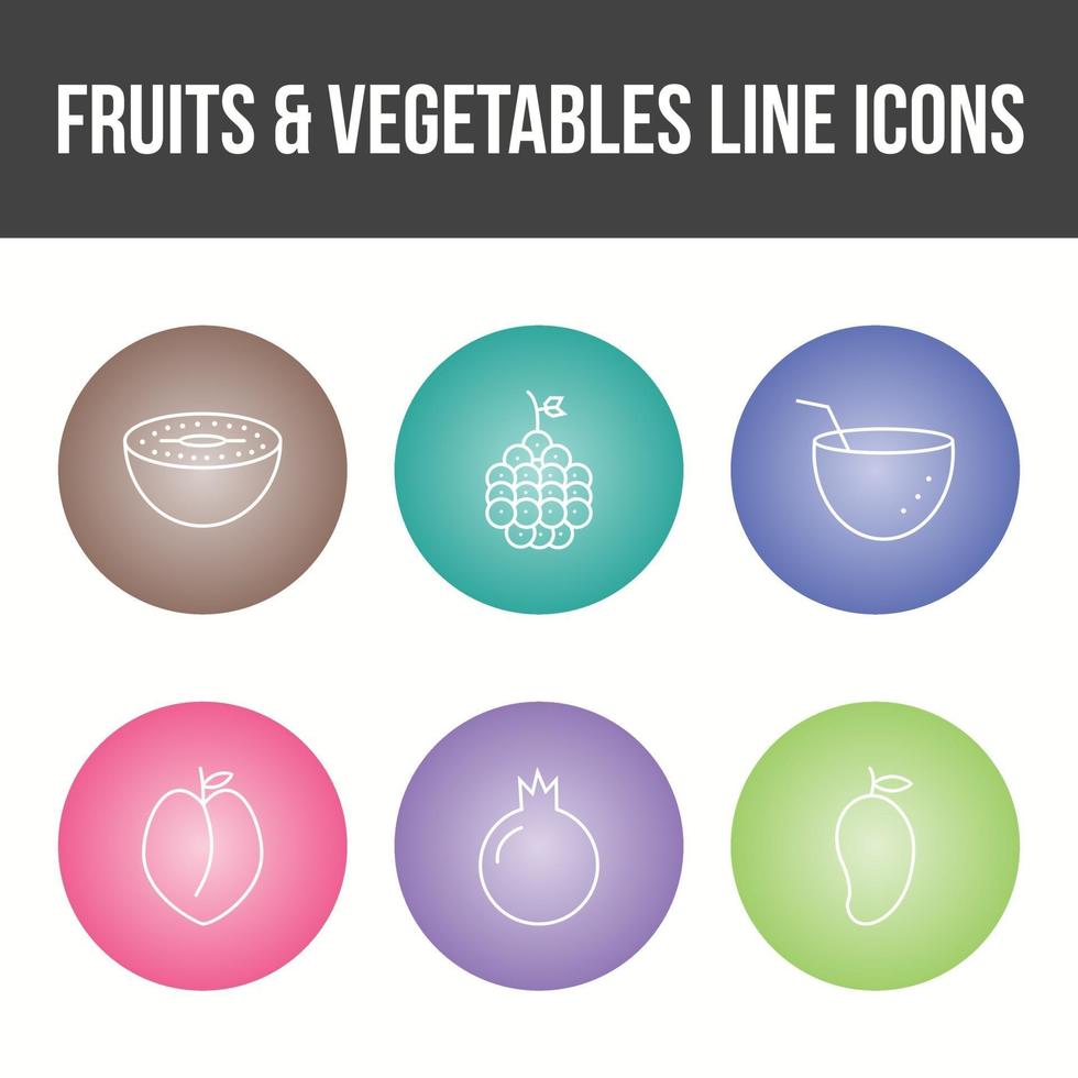 conjunto único de iconos vectoriales de frutas y verduras vector