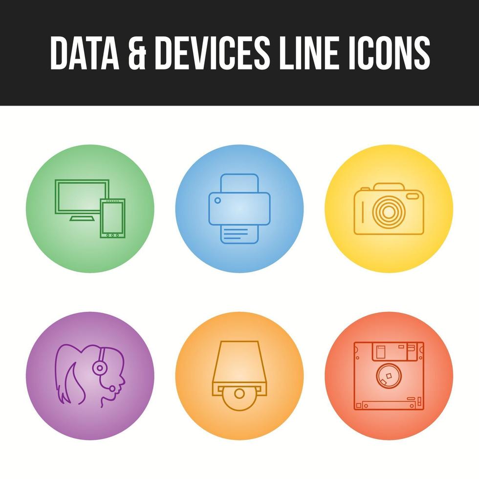 Unique Line vecor icon set of Data and devices icons vector