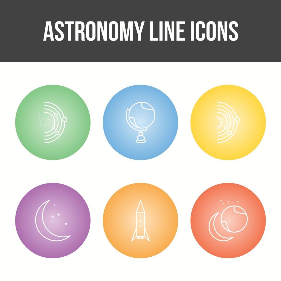 conjunto de iconos de vector de línea de astronomía única