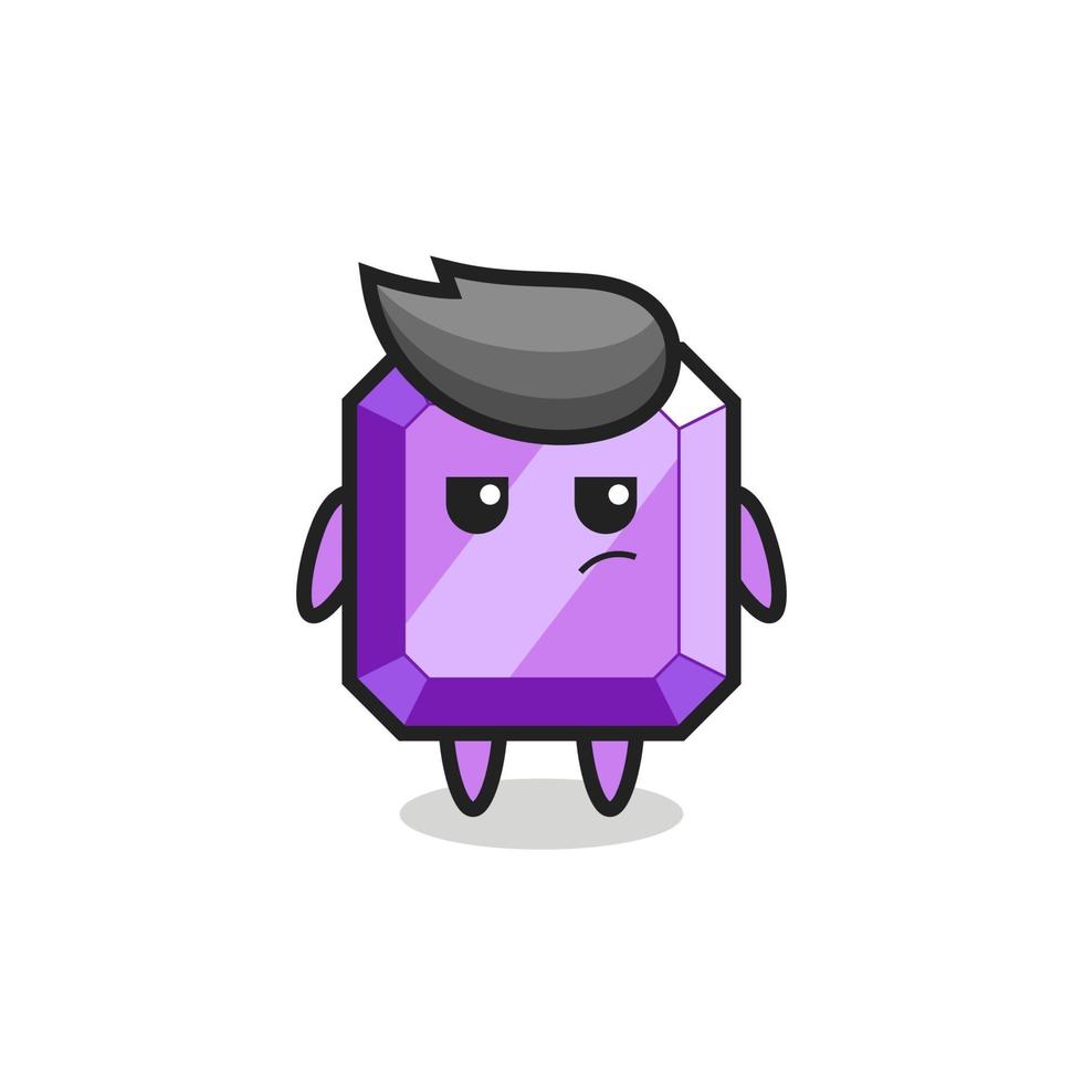 cute purple gemstone character with suspicious expression vector