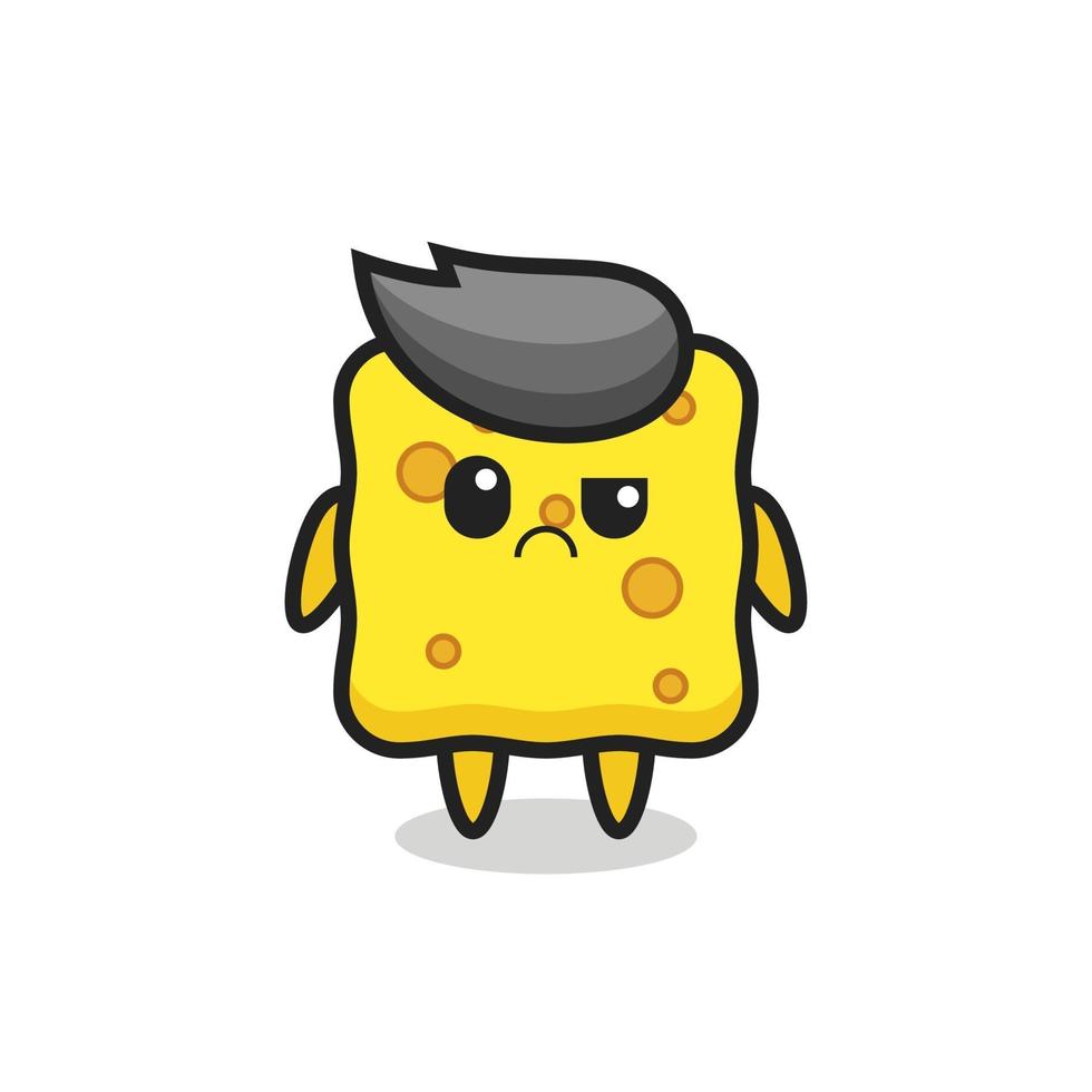the mascot of the sponge with sceptical face vector
