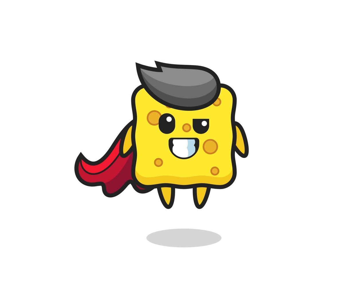 the cute sponge character as a flying superhero vector