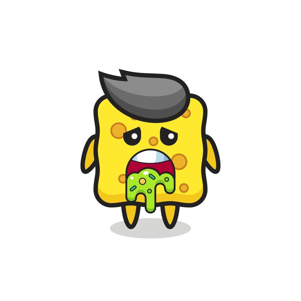 the cute sponge character with puke vector