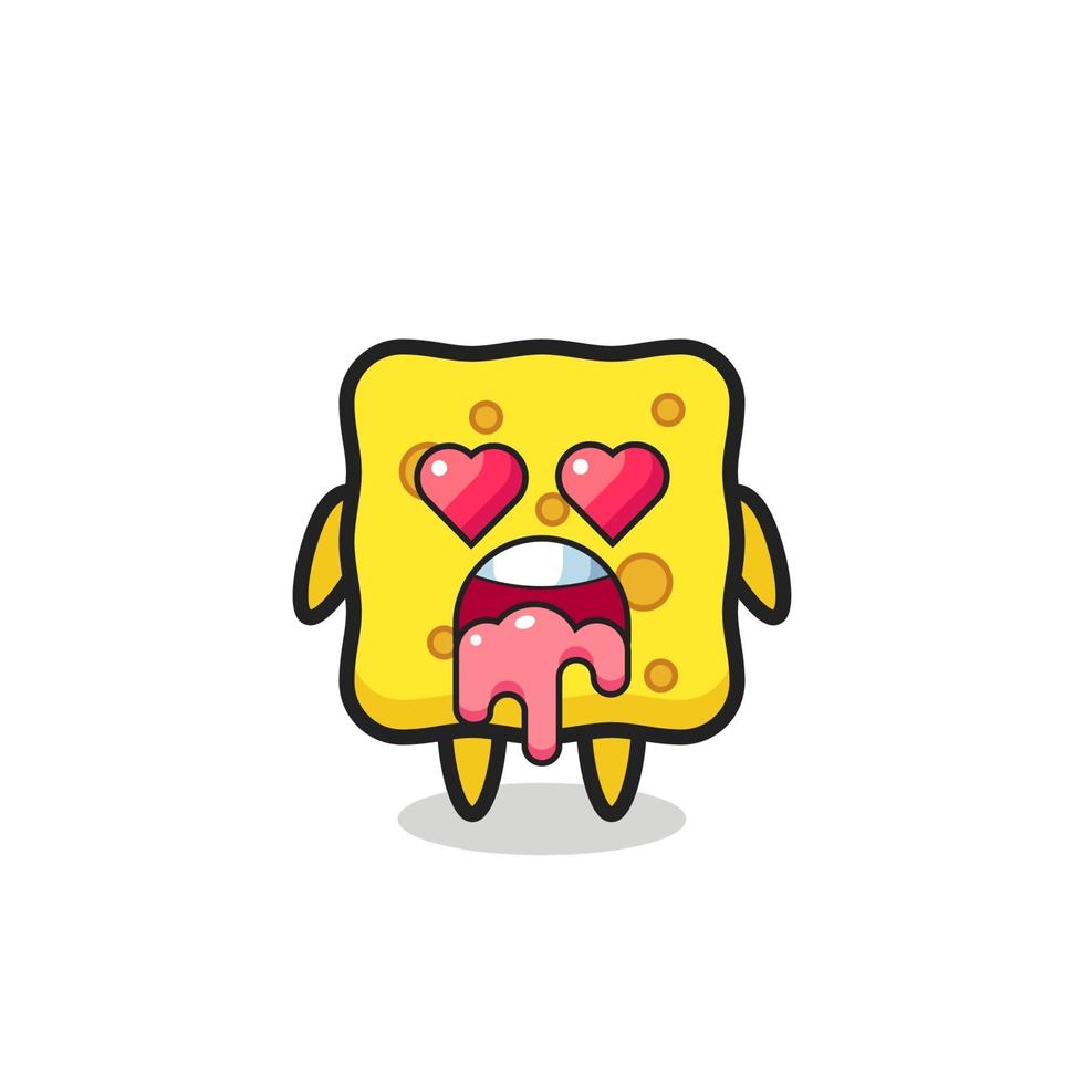 the falling in love expression of a cute sponge with heart shaped eyes vector