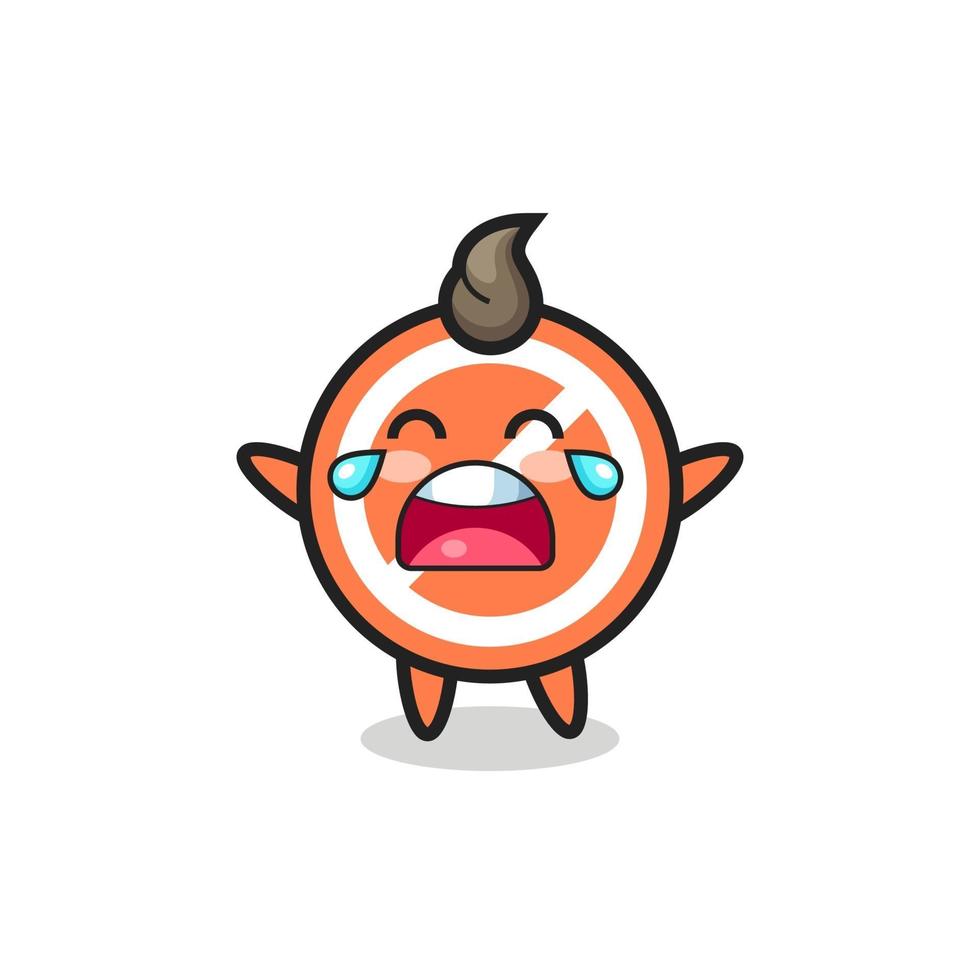 the illustration of crying stop sign cute baby vector