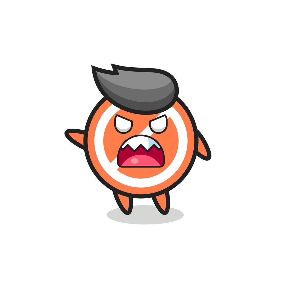 cute stop sign cartoon in a very angry pose vector