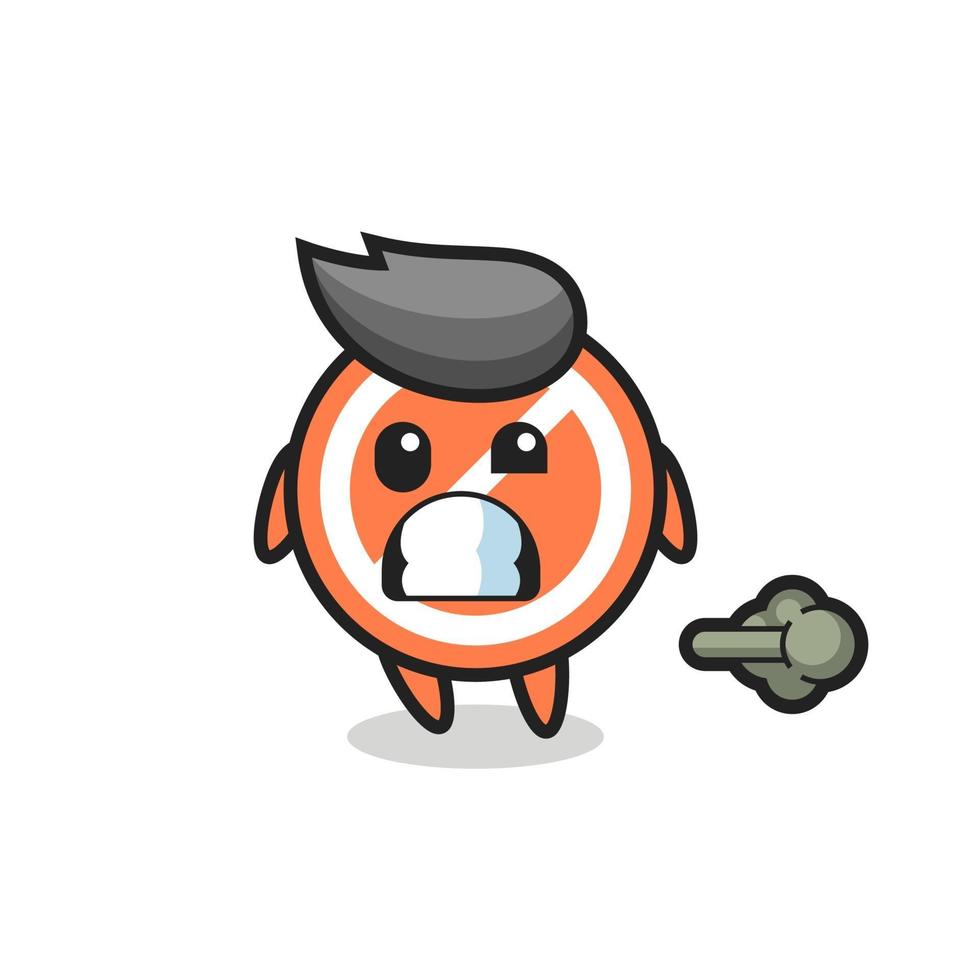 the illustration of the stop sign cartoon doing fart vector