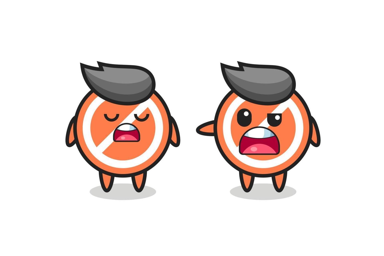 illustration of the argue between two cute stop sign characters vector