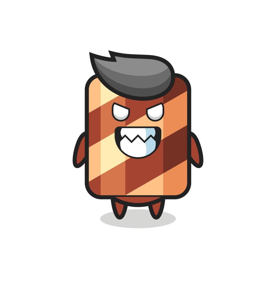 evil expression of the wafer roll cute mascot character vector