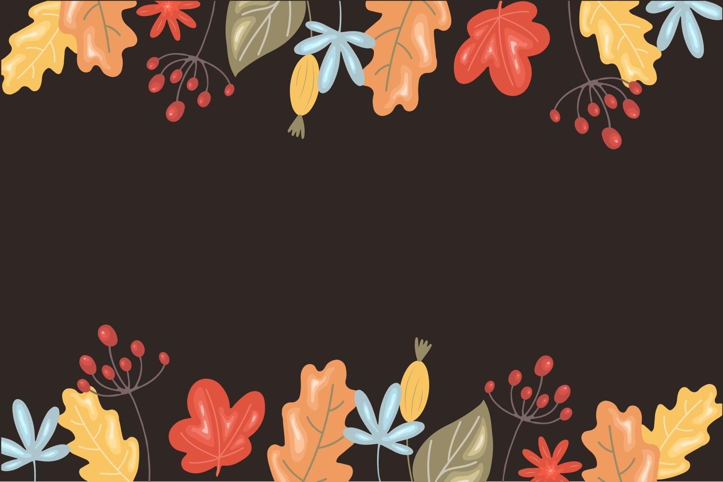 fondo de otoño con hojas y bayas vector